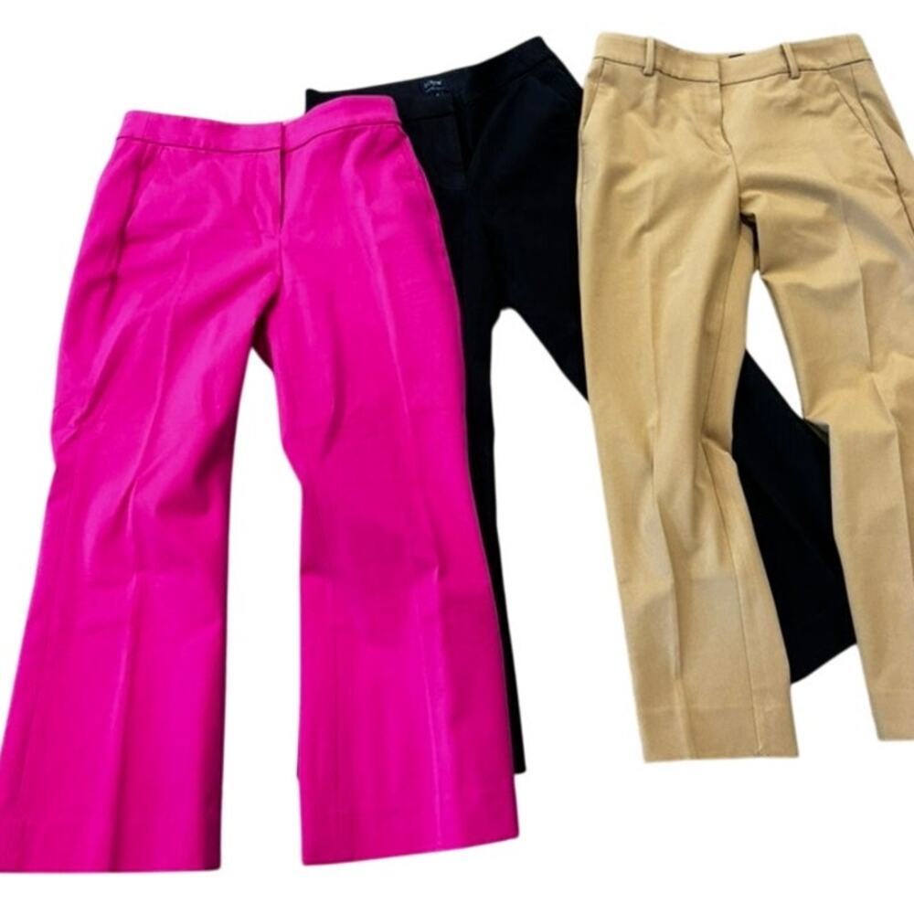 J.Crew Women’s Pants Lot of 3 Size 4 Kelsey Ruby Crop Black Pink Tan Work